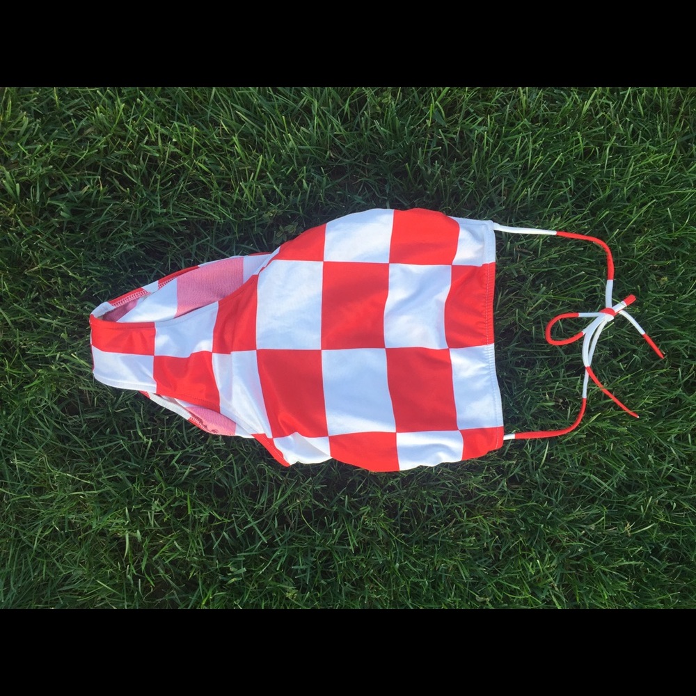 Vintage 1970's red and white swimsuit